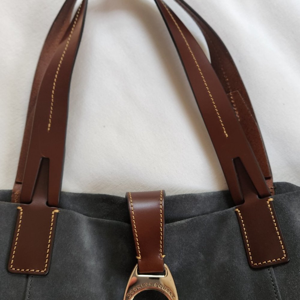Dooney & Bourke East West Suede Shopper - Smoke Grey Rare HTF - Picture 6 of 6